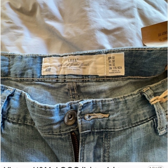H&M size 12 lightweight LOGG denim. Easy fit. NWT. 68% cotton,32% linen. - Picture 6 of 9